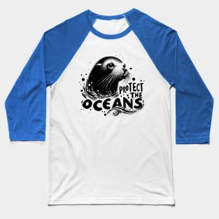 Protect the Oceans - Sea lion Baseball T-Shirt